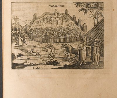 Torzhok Illustration from Travels to the Great Duke of Muscovy and the King of Persia by Adam Olearius by Christian Lorenzen Rothgiesser