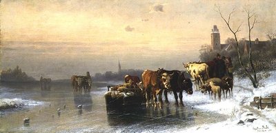 Winter Landscape with Cattle by Christian Mali