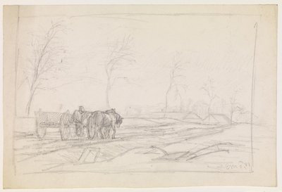 Landscape with Leafless Trees and a Work Cart by Christian Mourier Petersen