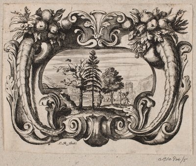 Emblem with a Gardener and a Cupid Planting a Tree by Christian Rothgiesser