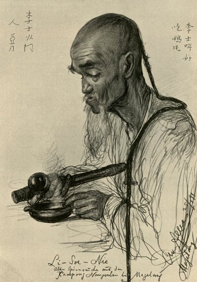 Li-Soe-Nie - Man Smoking Opium, Magalang, Java by Christian Wilhelm Allers