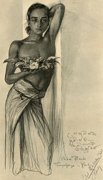 Ukku Banda, Young Man at a Temple, Kandy, Ceylon by Christian Wilhelm Allers