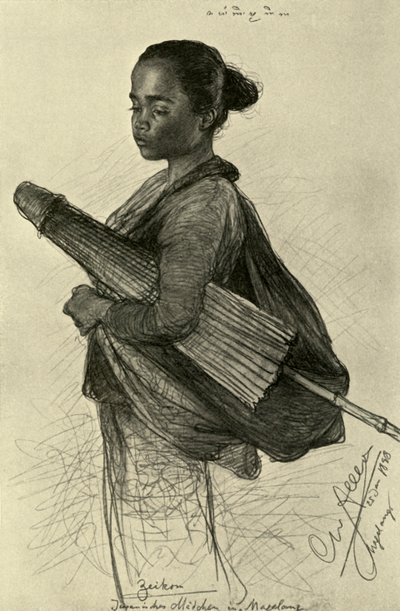 Young woman with parasol, Magalang, Java by Christian Wilhelm Allers