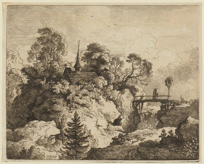 A Landscape with a Hermit on a Bridge [The Hermit on the Bridge] by Christian Wilhelm Ernst Dietrich