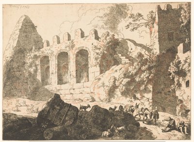 Landscape with Ruins and a Pyramid by Christian Wilhelm Ernst Dietrich