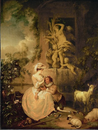 Lovers with Sheep and Goats by Christian Wilhelm Ernst Dietrich