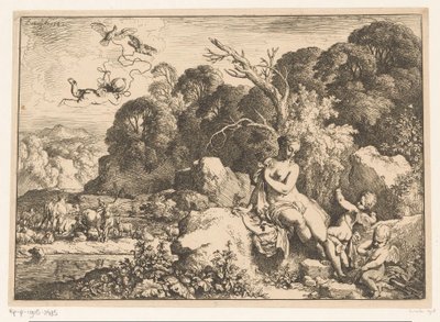 Venus Sitting on a Rock, Accompanied by Three Putti by Christian Wilhelm Ernst Dietrich