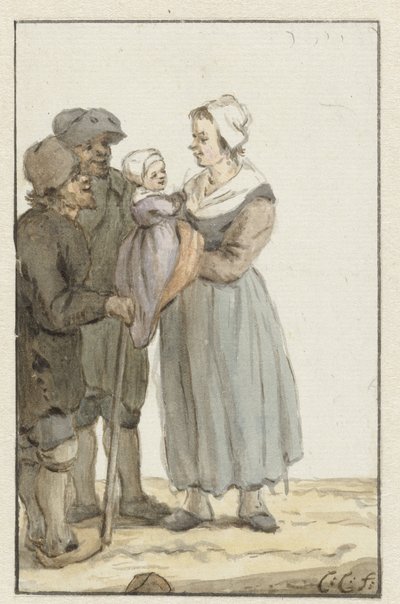 Woman with child by two men by Christina Chalon