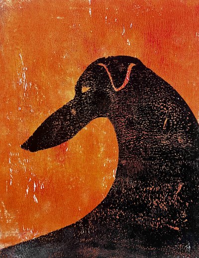 Orange Greyhound Silhouette by Christina Misuro
