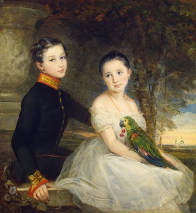 Children with Parrot by Christina Robertson