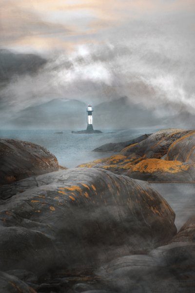 Misty Lighthouse Shore by Christina Sillen