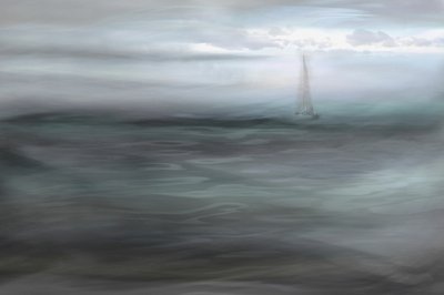 Misty Ocean Sailboat by Christina Sillen