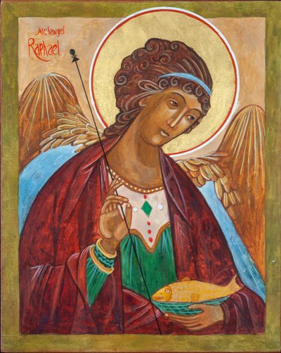 Archangel Raphael Icon by Christine Hales