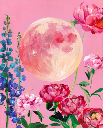 Dreamy Pink Moon Blooms by Christine Lindstrom