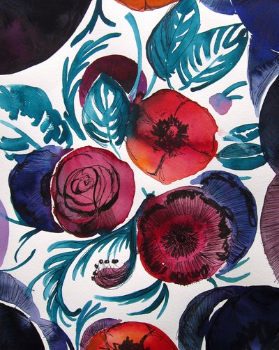 Vibrant Floral Watercolor by Christine Lindstrom
