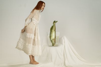 Curious Woman and Fish by Christine von Diepenbroek