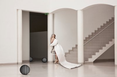 Elegant Ballerina in White Gown by Christine von Diepenbroek