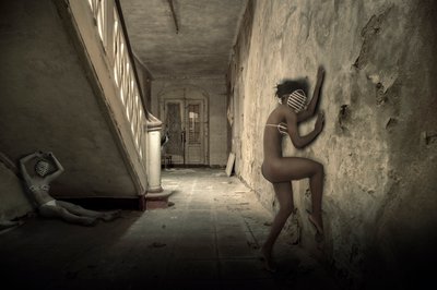 Masked Figures in Desolation by Christine von Diepenbroek