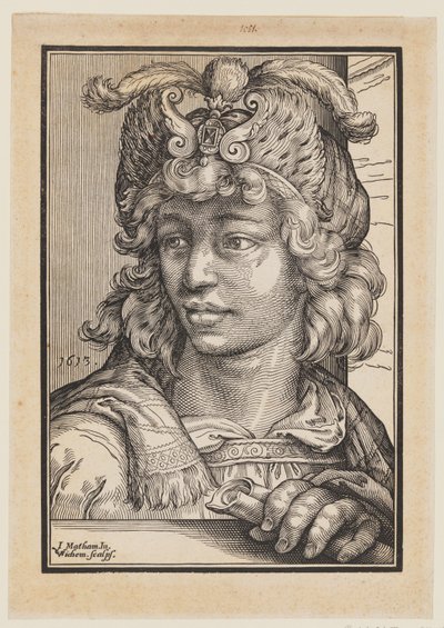 Bust of a Young Man with Feathered Cap by Christoffel van Sichem I