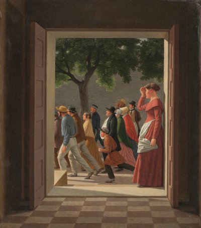 View through a Door to Running Figures by Christoffer Wilhelm Eckersberg
