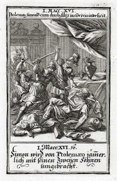 Simon and His Two Sons Get Killed by Ptolemy. 1 Maccabees 14:16 by Christoph Weigel