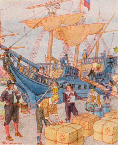 Port with Tobacco Bales by Christophe (1856 1945)