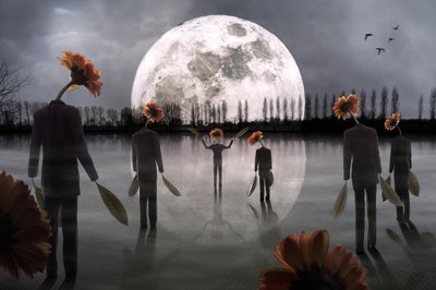 Moonlit Flower Head Figures by Christophe Kiciak