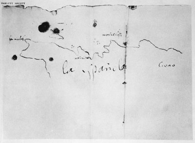 Sketch of the coast of Espanola, drawn by Columbus on the first voyage, 1492 by Christopher Columbus