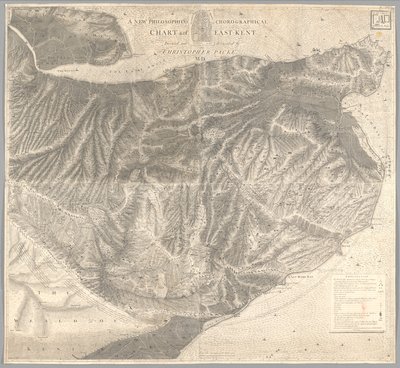 A New Philosophico chorographical chart of East-Kent by Christopher Packe