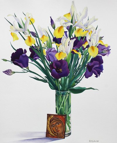 Flowers with Face from an Icon by Christopher Ryland