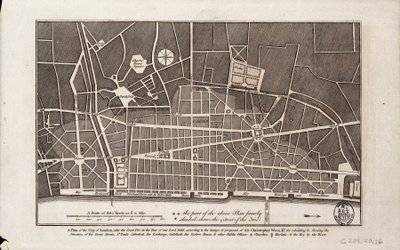 Plan of the City of London After the Great Fire of 1666 by Christopher Wren