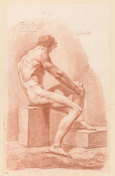 Seated Male Nude, Seen from the Side (3rd Prize 1790) by Chrétien Dubois