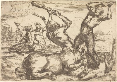Battle between a Centaur and a Triton by Circle of Jusepe de Ribera