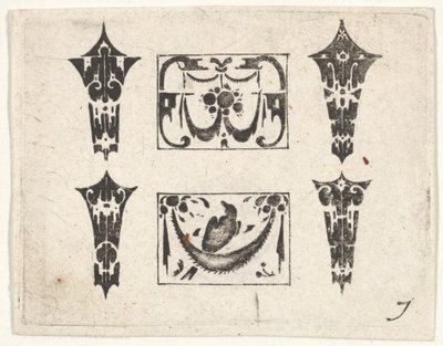 Blackwork Print with Two Horizontal Panels and Four Bezels by Claes Jansz Visscher