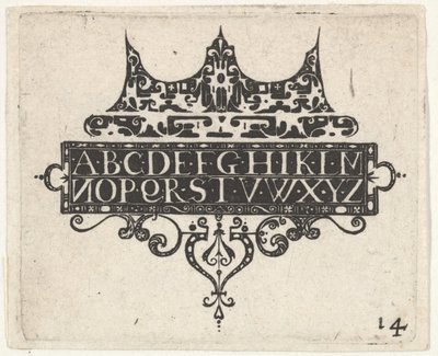 Blackwork Print with the Alphabet by Claes Jansz Visscher