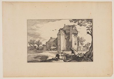 Farmhouse with Dovecotes, from Landscapes by Claes Jansz. Visscher