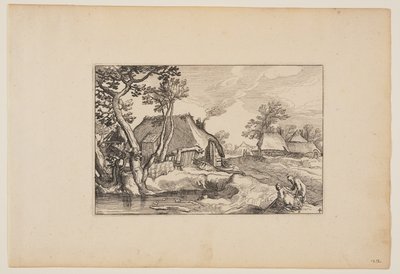 Old Man and Woman Resting at a Pond, from Landscapes by Claes Jansz. Visscher