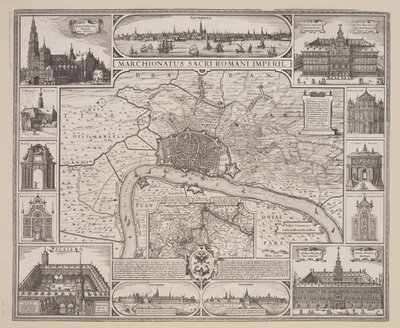 Plan of Antwerp with Prospect of the City and the Main Buildings by Claes Jansz. Visscher