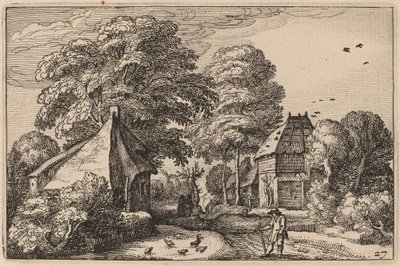 Road with Barn and Cottages by Claes Jansz Visscher after Johannes van Doetechum, the Elder after Lucas
