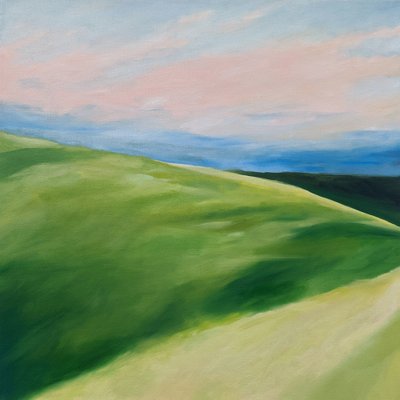 Green Hills Pastel Sky by Claire Whitehead