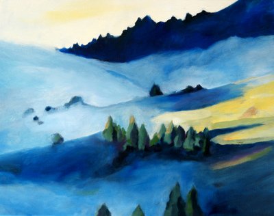 Misty Blue Mountainscape by Claire Whitehead