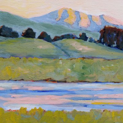 Peaceful River Mountains by Claire Whitehead