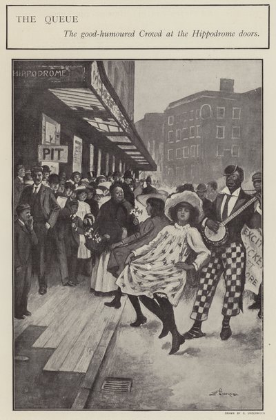 A Good-Natured Queue Outside the Doors of the London Hippodrome by Clarence F. Underwood
