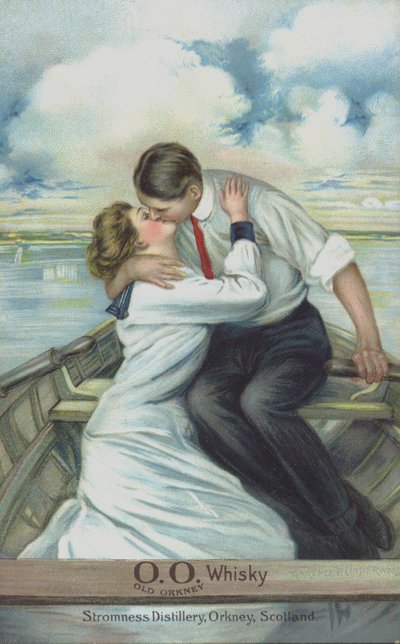 Couple Kissing in a Rowing Boat by Clarence F. Underwood