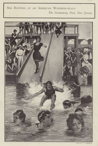 Sea Bathing at a Swimming Pool in New Jersey, United States by Clarence F. Underwood