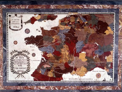 17th Century Map of France with Decoupage of Different Regions by Claude Antoine Couplet