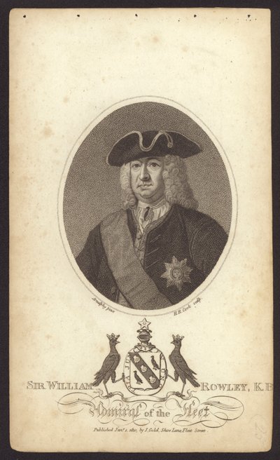 Sir William Rowley, British admiral (engraving) by Claude Arnulphy