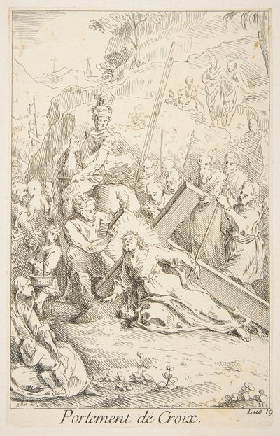 Carrying the Cross by Claude Gillot, Jacques Gabriel Huquier