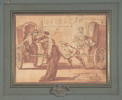 The Scene of the Two Carriages by Claude Gillot