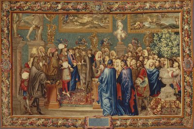 An Audience Granted by Louis XIV to the Count of Fuentes at the Louvre, 24th March 1662, ca. 1730 by Claude I, Ballin